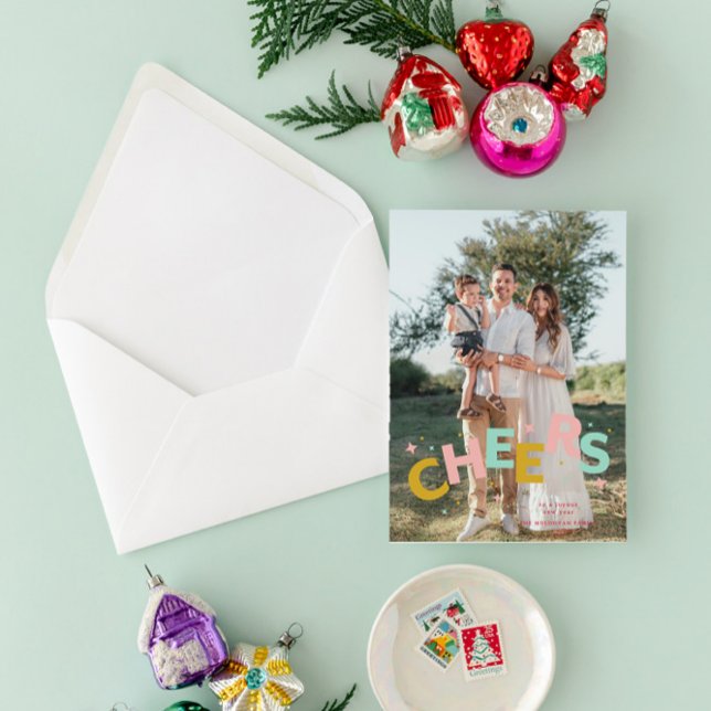 Lettres de saut colorées Carte de Noël (cheers invitation)