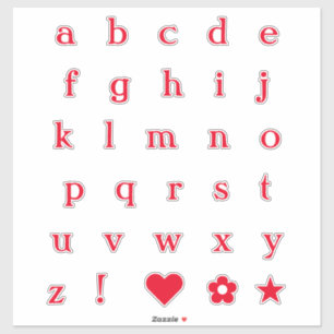 Lettres de texte rouge Stickers Alphabet Monogra