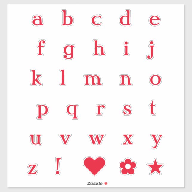 Lettres de texte rouge | Stickers Alphabet Monogra (Feuille)