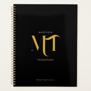 Lettres d'initiales de monogramme noir et or éléga