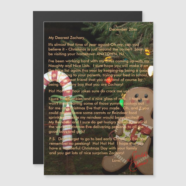 Lettres du Père Noël Gingerbread 5x7 (Devant / Derrière)