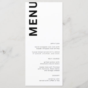Lettres en gras Menu Mariage blanc simple minimum