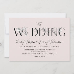 Lettres florales de musc rose formel Faire-part de