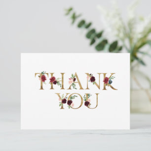 Lettres florales or Elegant Chic Merci blanc