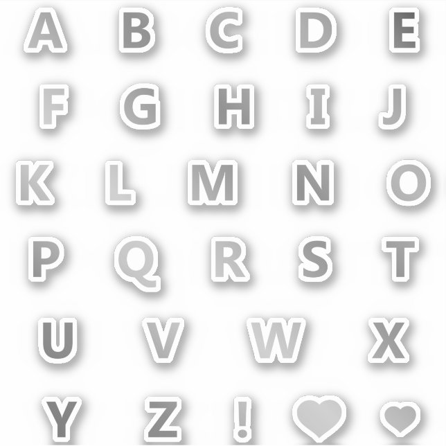 Lettres gris argent Monogramme Sticker Pack Alphab (Devant)