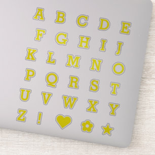 Lettres Jaunes tendance Stickers Alphabet Monogr