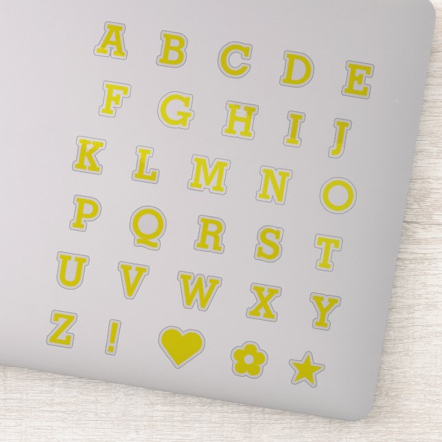 Lettres Jaunes tendance | Stickers Alphabet Monogr (Détail)