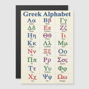 Lettres magnétiques de l'alphabet grec vertical su