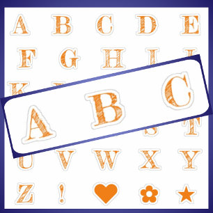 Lettres orange amusantes   Stickers Alphabet Monog