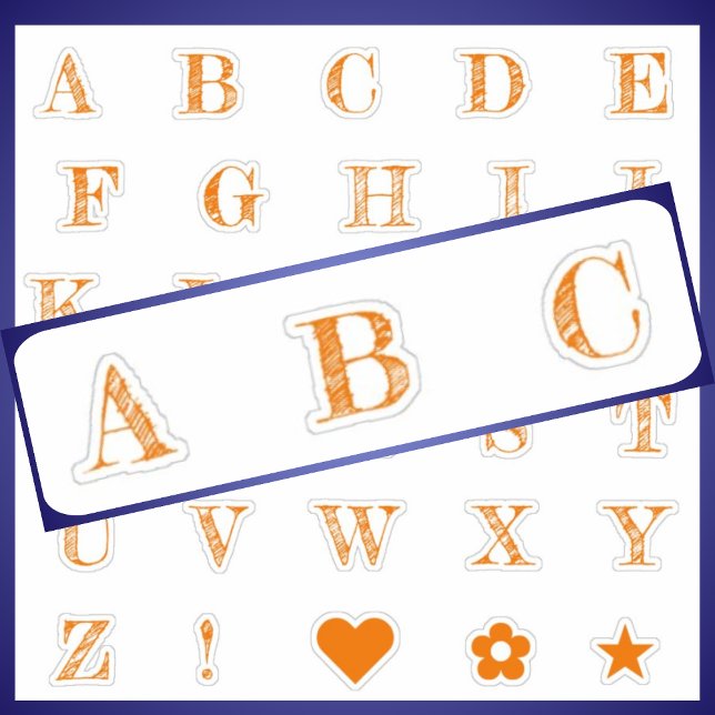 Lettres orange amusantes | Stickers Alphabet Monog (Créateur téléchargé)
