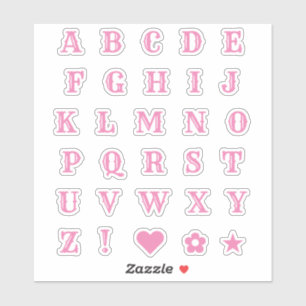 Lettres roses occidentales   Stickers Alphabet Mon