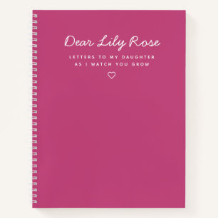 Lettres roses roses à ma fille garde Carnet