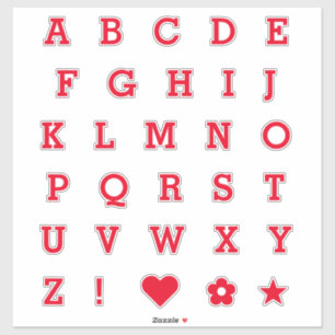 Lettres rouges modernes Stickers Alphabet Monogr