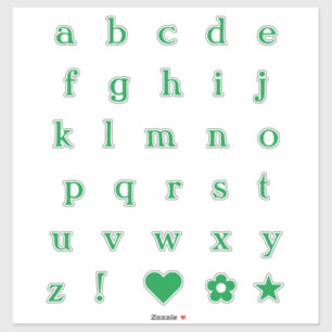 Lettres texte vertes   Stickers Alphabet Monogramm