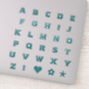 Lettres Turquoises en gras   Stickers Alphabet Mon
