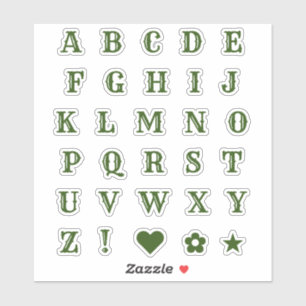 Lettres vertes occidentales   Stickers Alphabet Mo