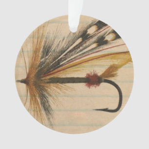 Leurre de pêche à la mouche sur papier ligné