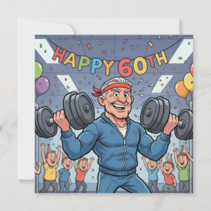Levant Dumbbell 60e cartes d'anniversaire drôle