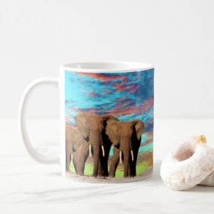 Levée de soleil de l'éléphant Opal, Mug de café