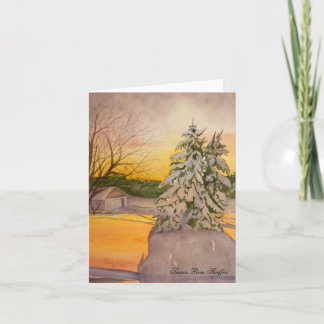 Lever de soleil d'hiver sur la carte de billets de