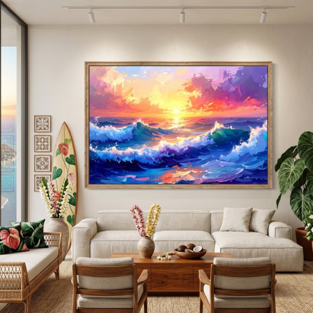 Lever de soleil en mer sur toile de vagues (seascape
)