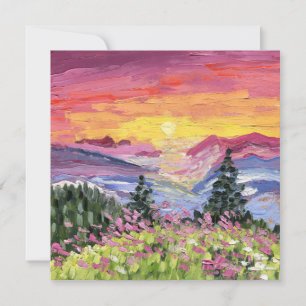 Lever de soleil en montagne avec des fleurs sauvag
