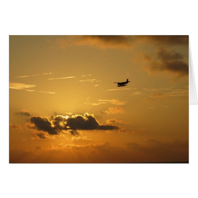 Lever de soleil et hydravion aux Maldives (Devant horizontal)