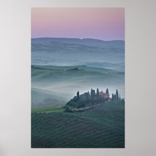 Lever de soleil sur la Toscane affiche verticale