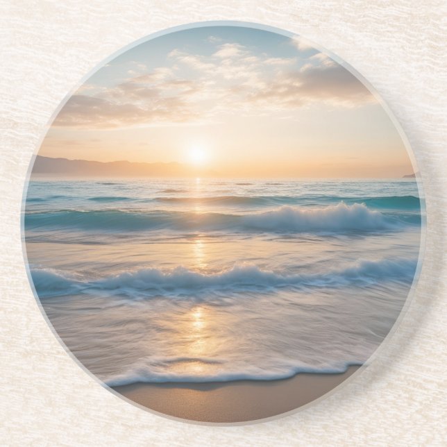 Lever de soleil sur le Dessous de verre de grès de (Devant)