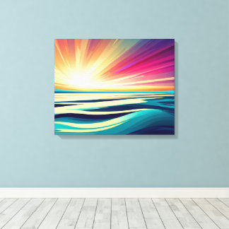 lever de soleil sur l'océan impression d'art abstr