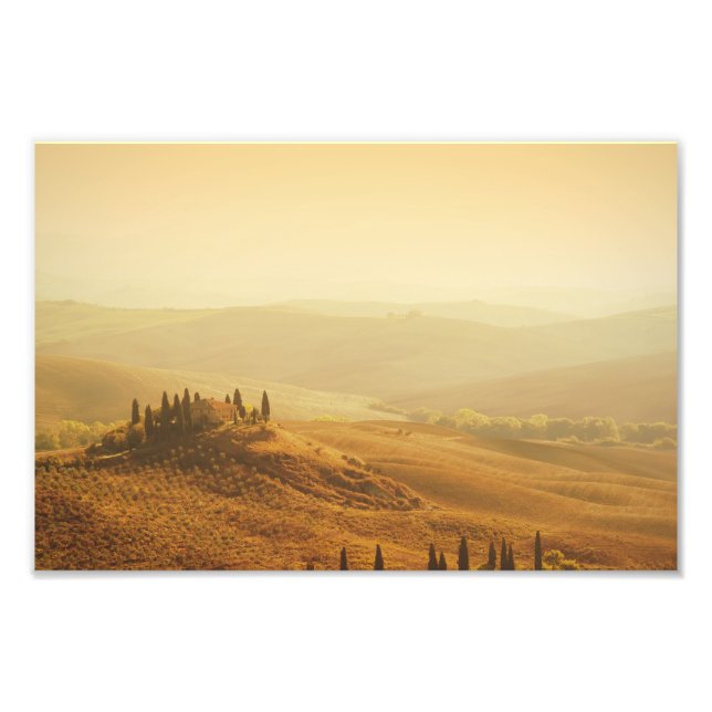 Lever de soleil sur un paysage en Toscane photo (Devant)