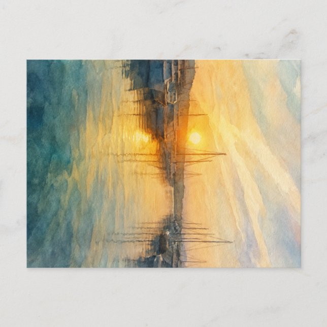 Lever de soleil sur une carte postale de Marina Mé (Devant)