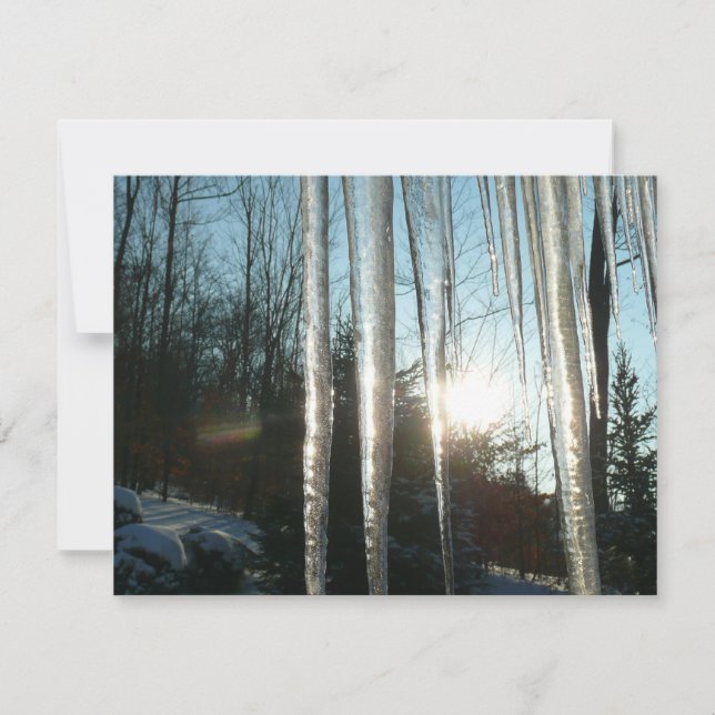 Lever du soleil à travers Icicles hiver Photograph (Devant)