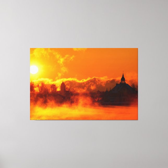 Lever du soleil du matin flamboyant dans la toile  (Recto)