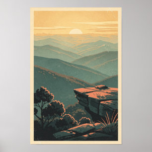 Lever du soleil sur Blue Ridge, affiche de voyage