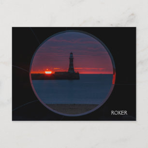 Lever du soleil sur la carte postale Roker Lightho