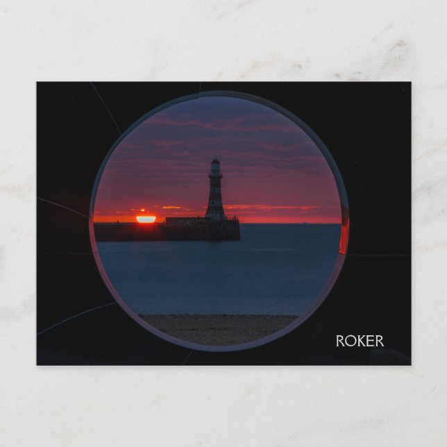 Lever du soleil sur la carte postale Roker Lightho (Devant)