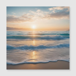 Lever du soleil sur la plage Carte magnétique