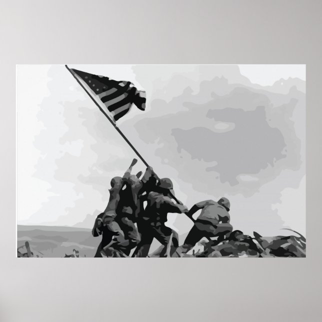 lever le drapeau sur Iwo Jima poster vintage (Devant)