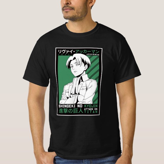 Levi Ackerman Attaque contre Titann design T-Shirt (Devant)