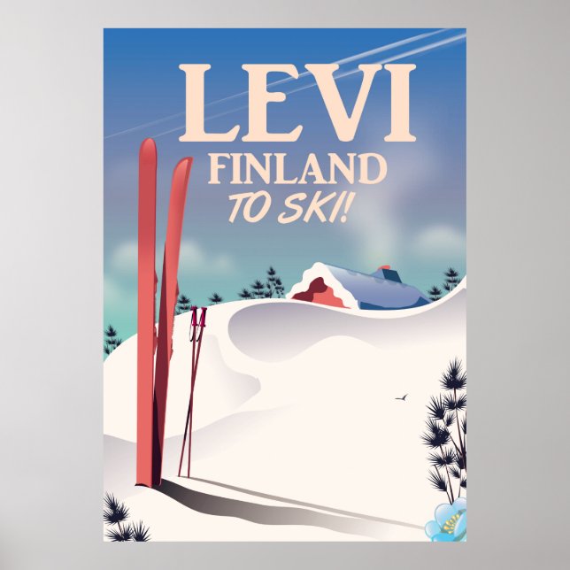 Levi, Finlande affiche de voyage en ski (Devant)