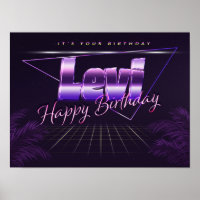 Levi Nom Vorname lila retro Poster Geburtstag