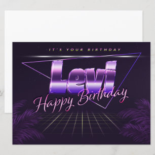 Levi prénom carte rétro lilas anniversaire