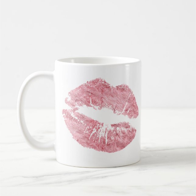 Lèvres de fourrure rose Plutôt amusante Mug de caf (Gauche)