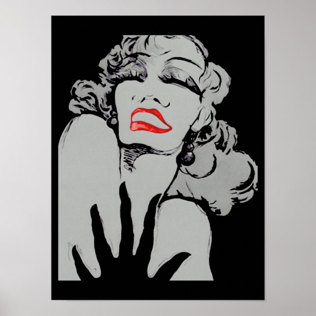 Lèvres dramatiques CHANGER COULEUR ~ Poster 16x12 (Devant)