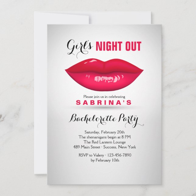 Lèvres Luscieux Bachelorette Party Invitation (Devant)