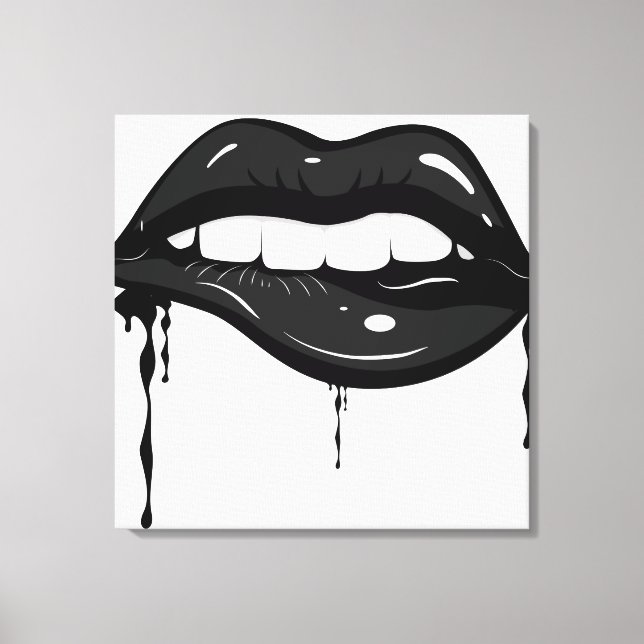 Lèvres noires sensuelles Toile Imprimer (Recto)