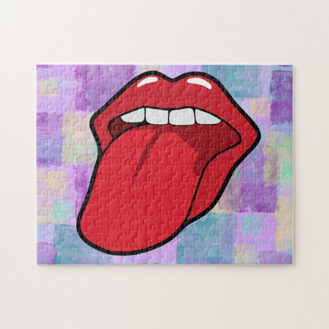 LÈVRES STICKING OUVERT TONGUE JIGSAW PUZZLE (Horizontal)