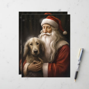 Lévrier Afghan avec le Père Noël Noël Festif