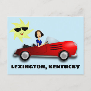 LEXINGTON, KENTUCKY GIRL IN CAR ART Cartes postale